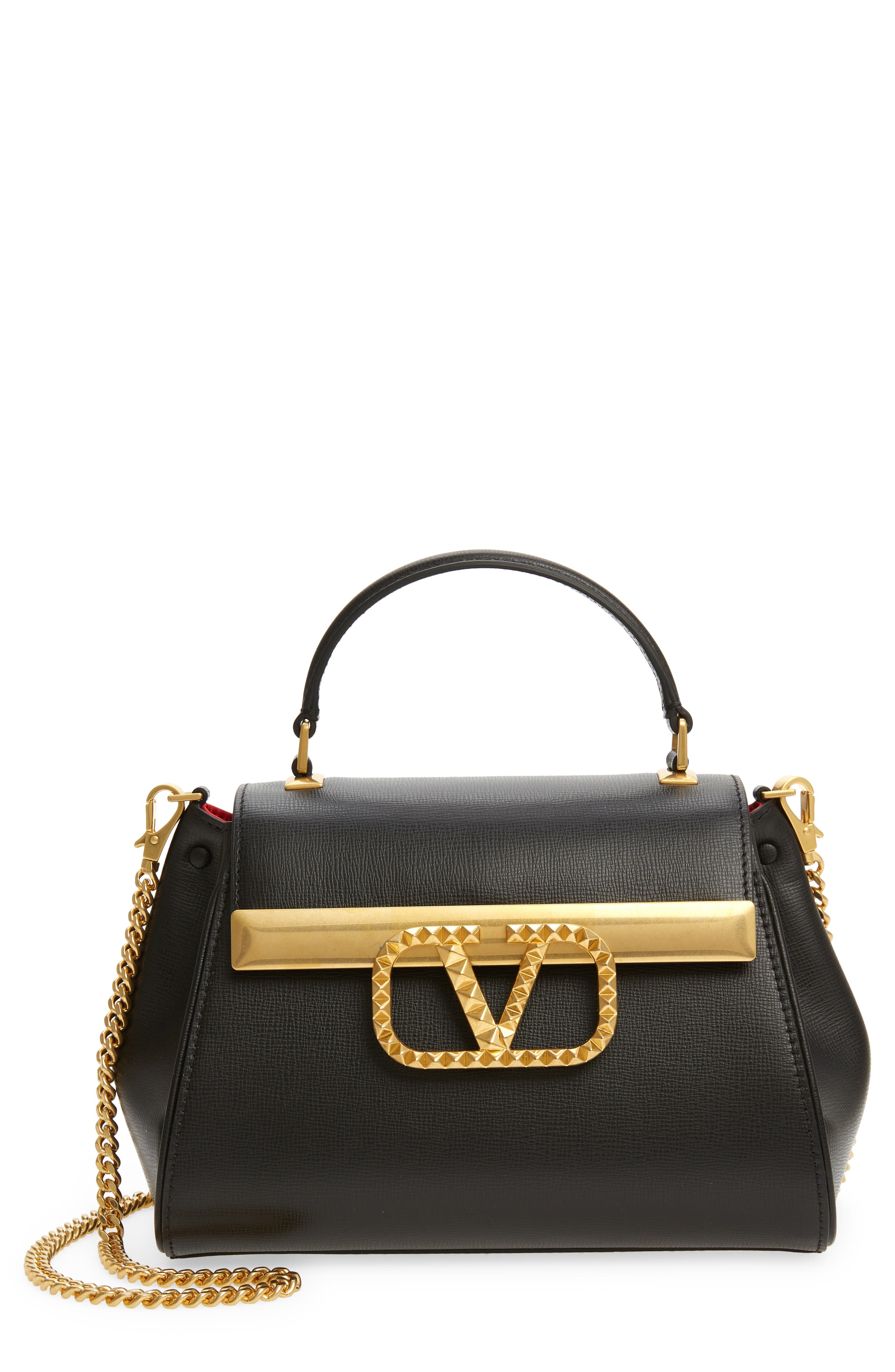 Valentino Garavani Small Rockstud Alcove VLOGO Leather Top Handle Bag, Main, color, 