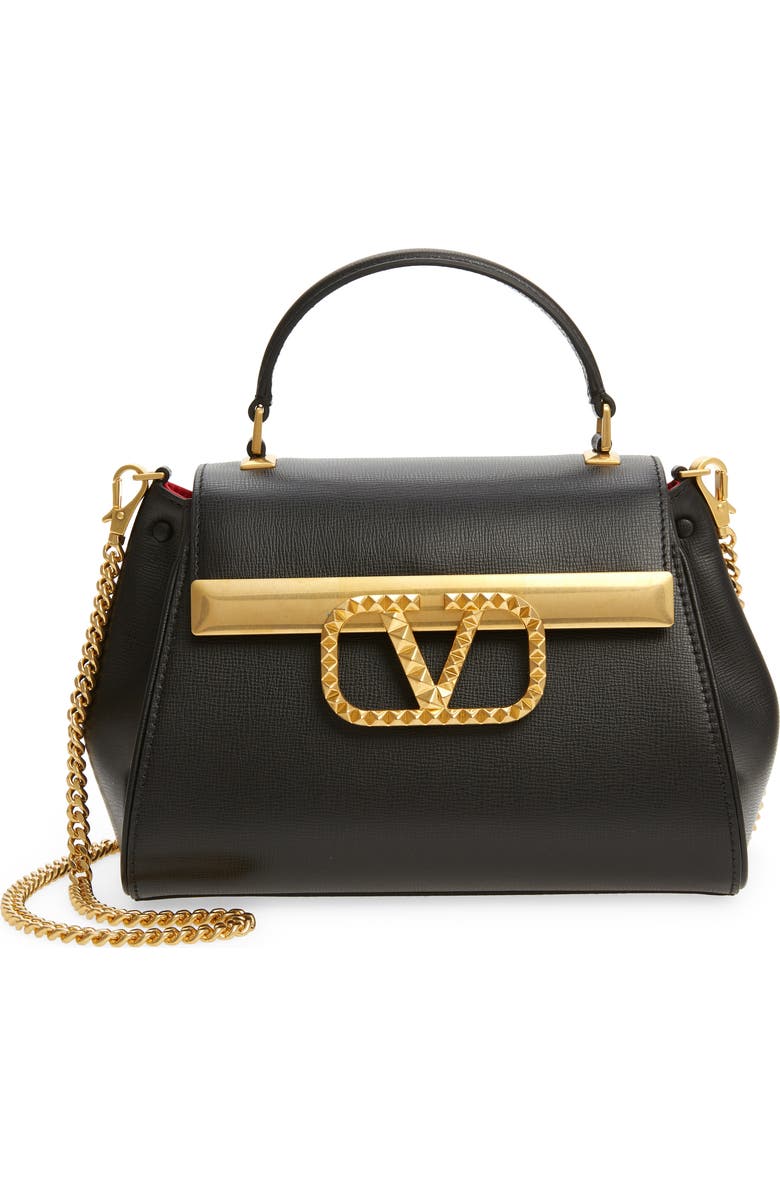 Valentino Garavani Small Rockstud Alcove VLOGO Leather Top Handle Bag, Main, color,