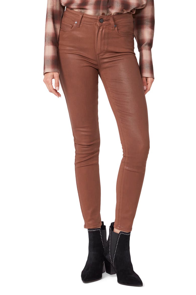 Hoxton High Waist Ankle Skinny Jeans, Main, color, COGNAC LUXE COATING