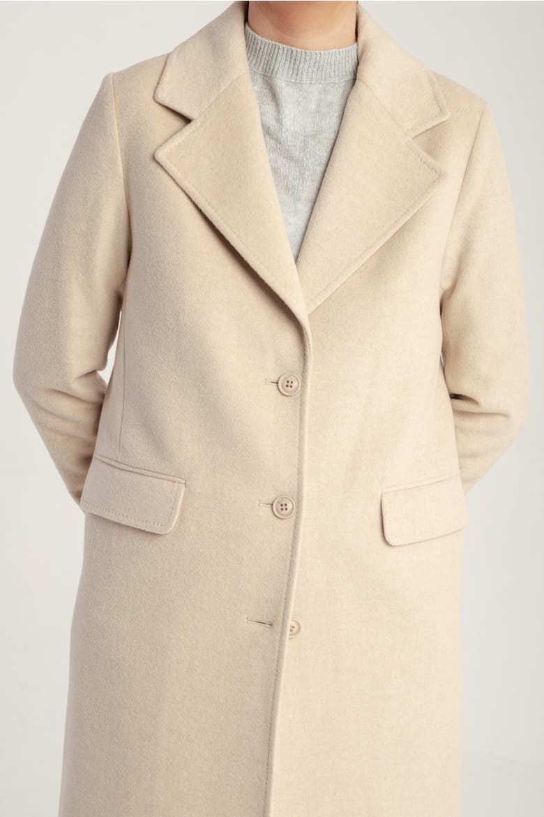 Cashmere Tailored Single-Breasted Coat, Alternate, color, Natural White