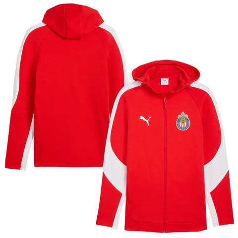 Men's Puma  Red Chivas Evostripe Raglan Full-Zip Hooded Jacket