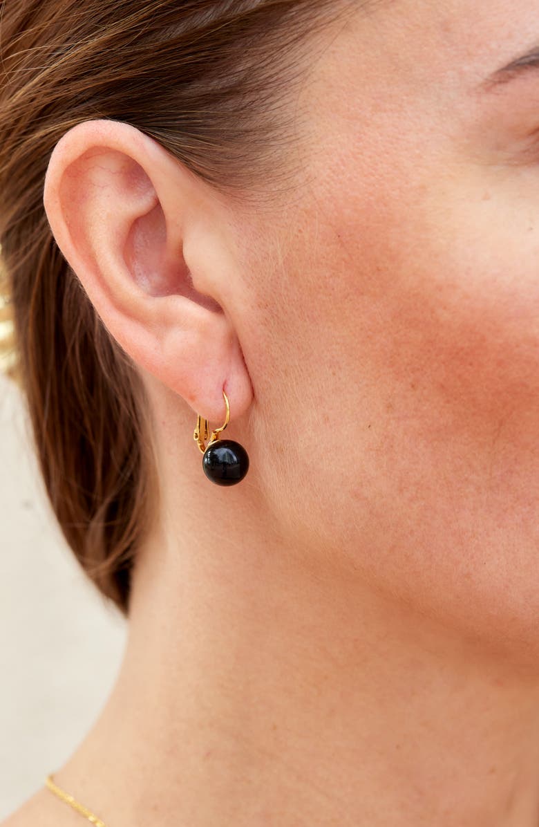 SAVVY CIE JEWELS Onyx Lever Back Earrings, Alternate, color, Yellow