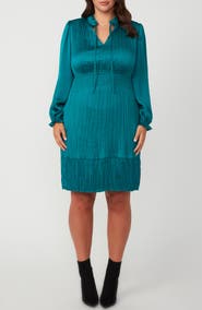 Estelle Nina Long Sleeve Satin Dress
