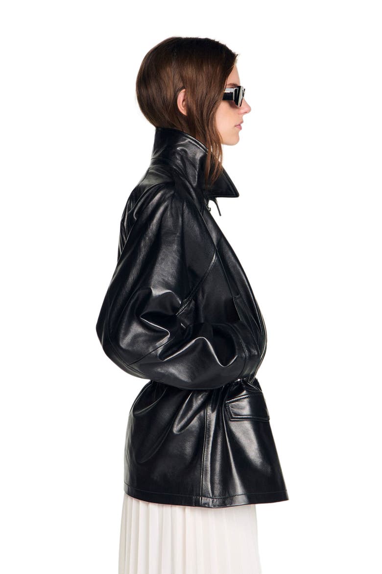 Smooth leather jacket, Alternate, color, Black