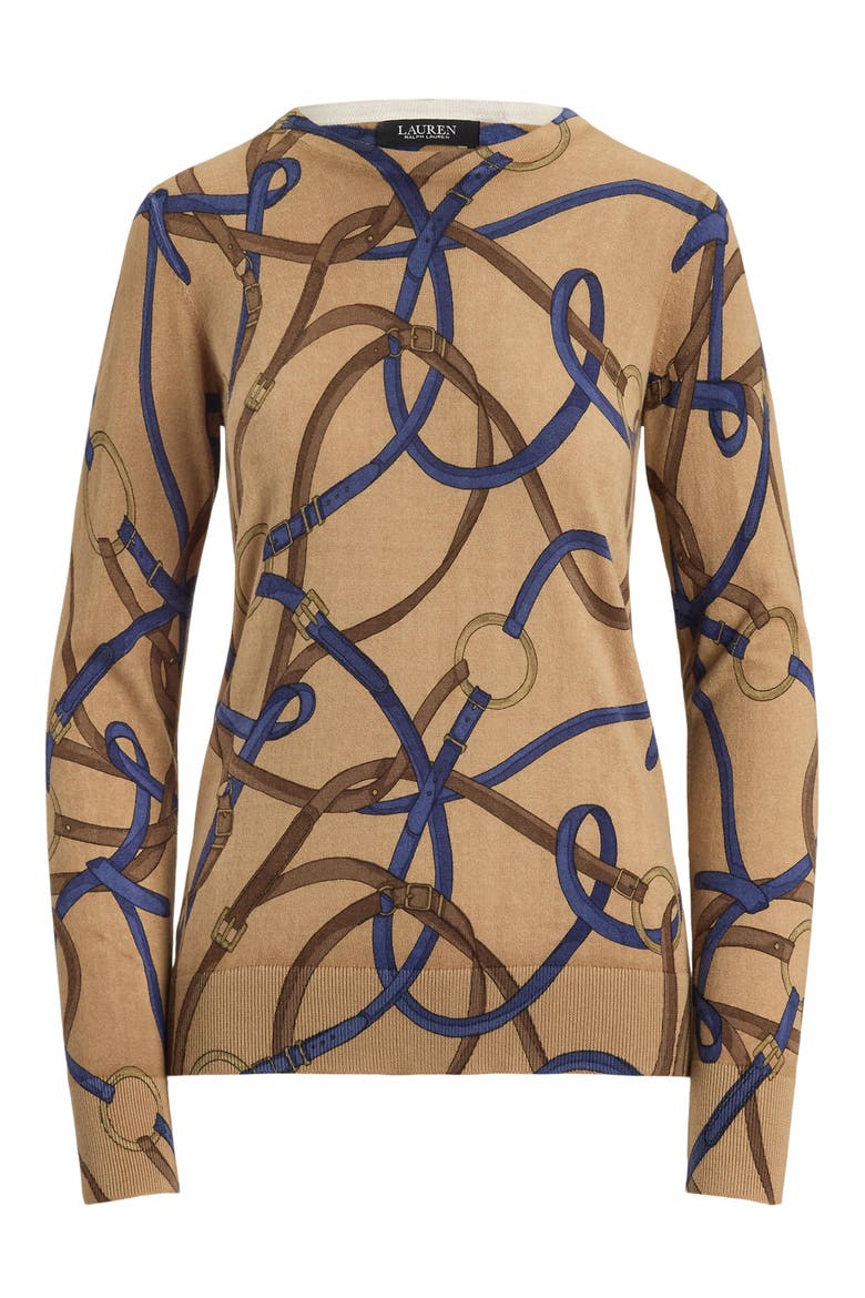 Cotton Blend Crewneck Sweater, Alternate, color, CAMEL BEIGE