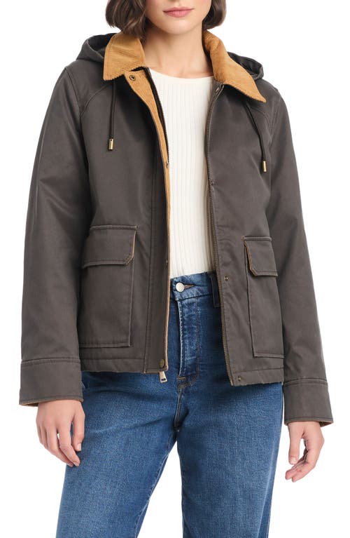 Sanctuary Hooded Waxed Jacket In Brown