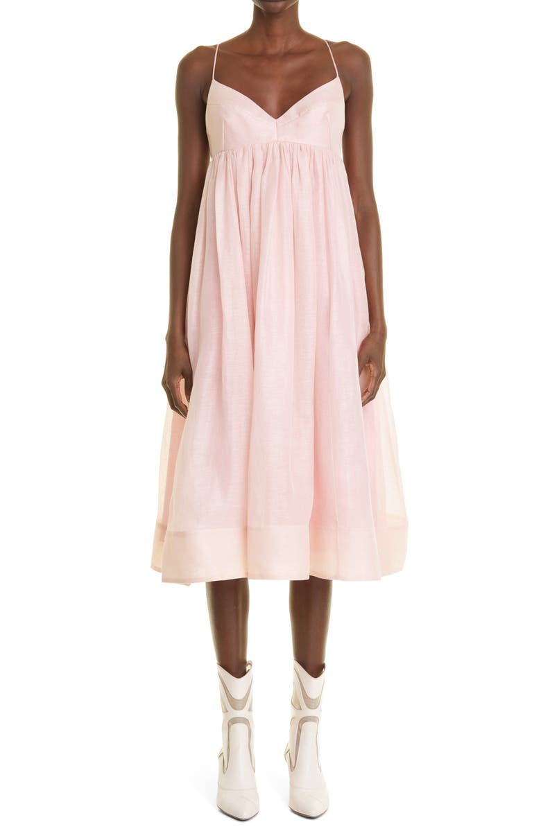 Zimmermann Dancer Empire Waist Linen & Silk Dress | Nordstrom