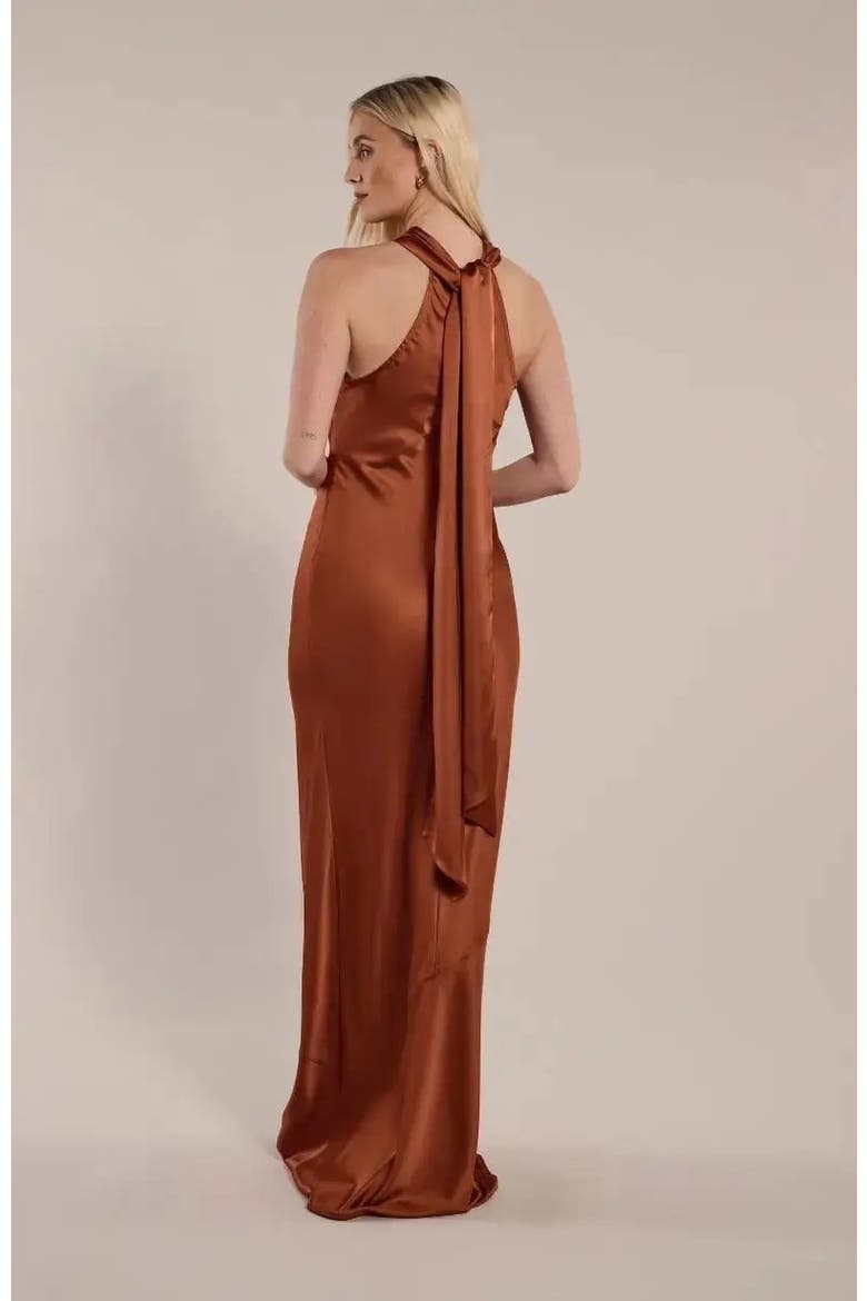 Roma Halter Neck Dress, Alternate, color, Cinnamon