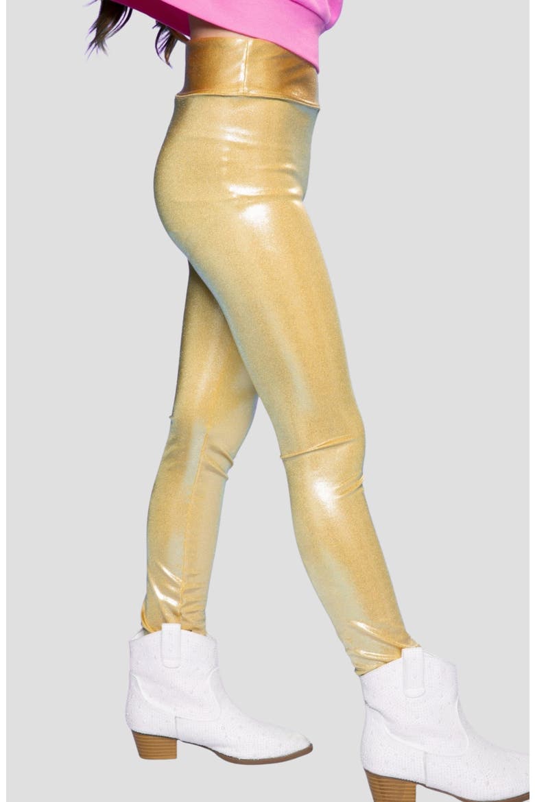 Kids' Liquid Mid Rise Leggings, Alternate, color, GOLD GLITTER