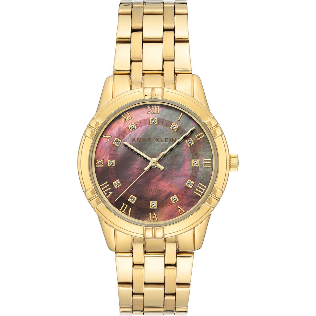 Anne Klein Considered Solar Bracelet Watch, 34mm in Black Mother Of Pearl Dial