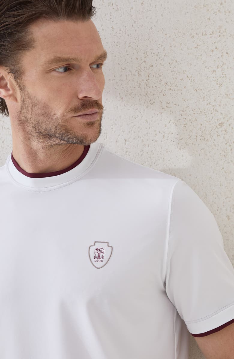 Brunello Cucinelli T-shirt with faux-layering, Alternate, color, White