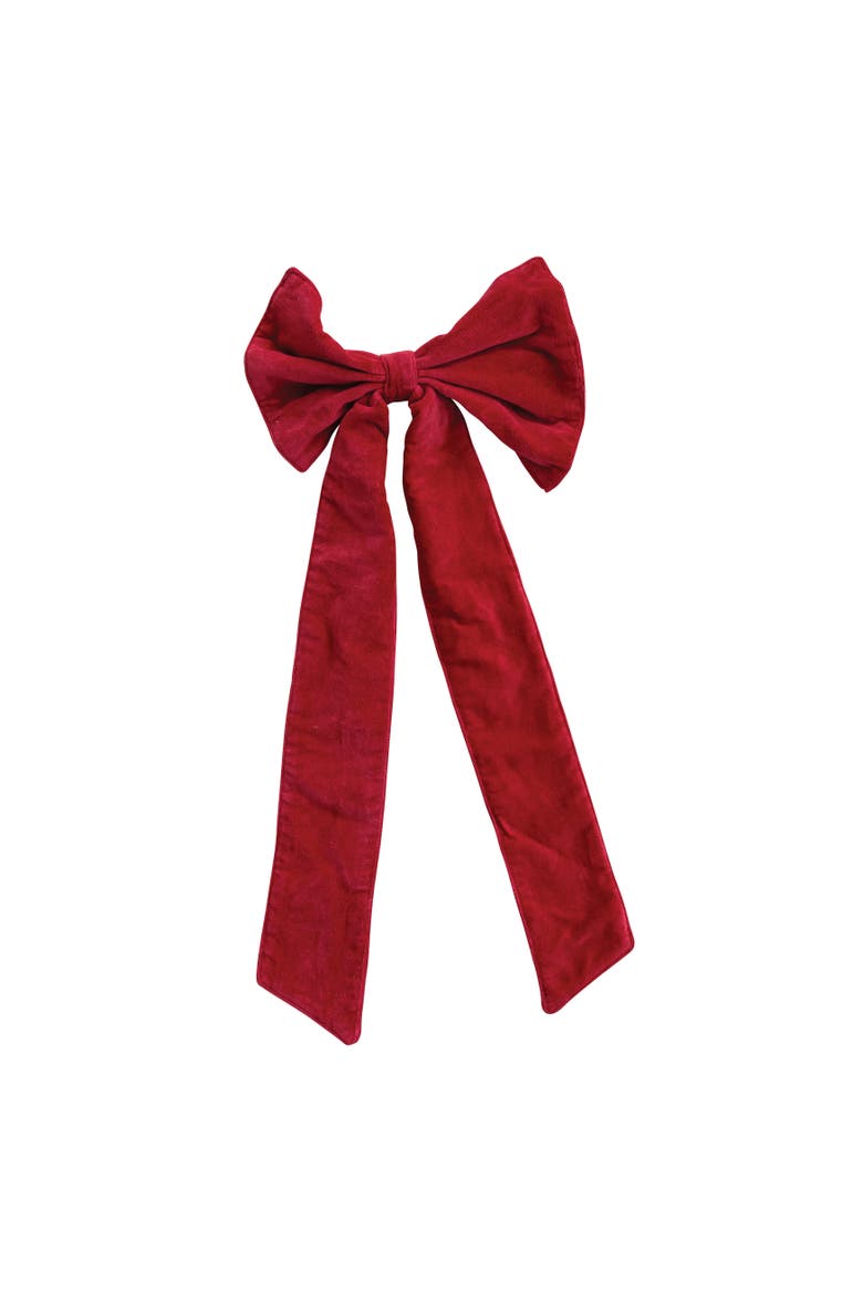 Velvet Artisan Bow Clip with Iron Accent, Main, color, Red