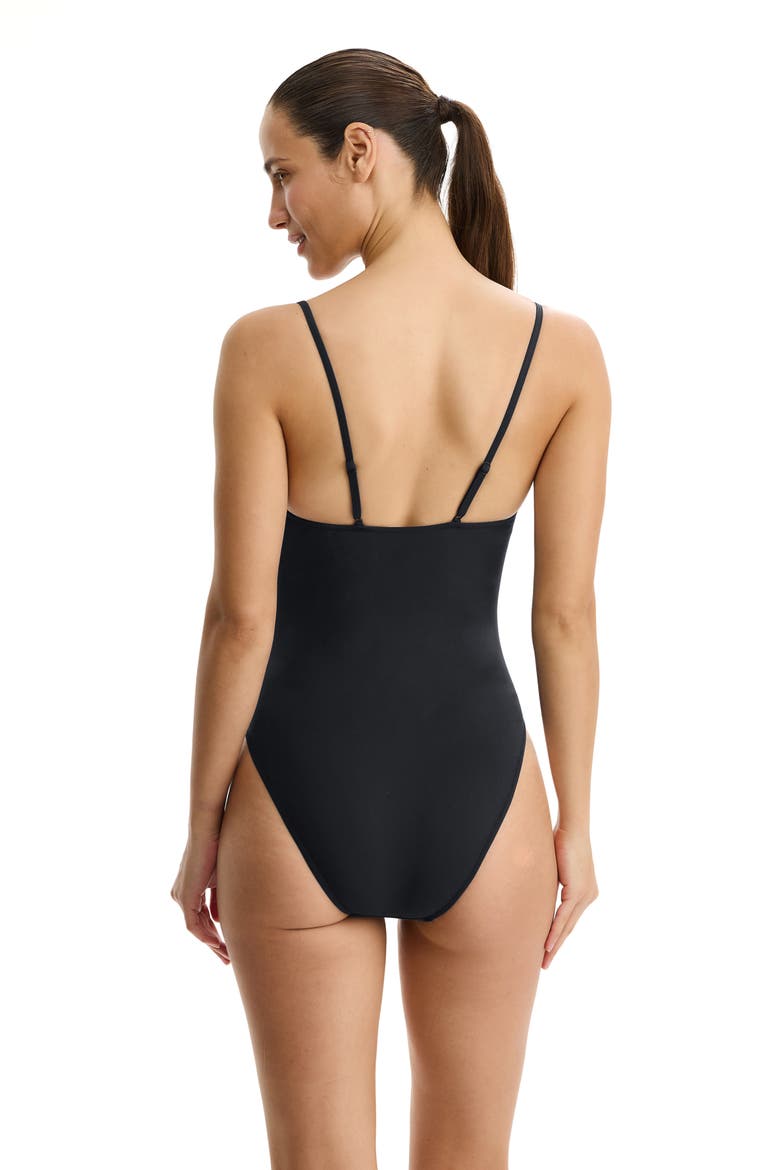 Tutti Frutti Soft V-Neck One Piece Swimsuit, Alternate, color, Black