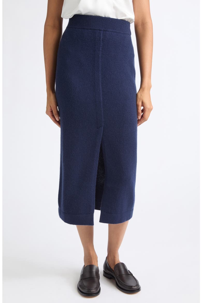 Virgin Wool & Cashmere Pencil Skirt, Main, color, SOLID BLUE NAVY