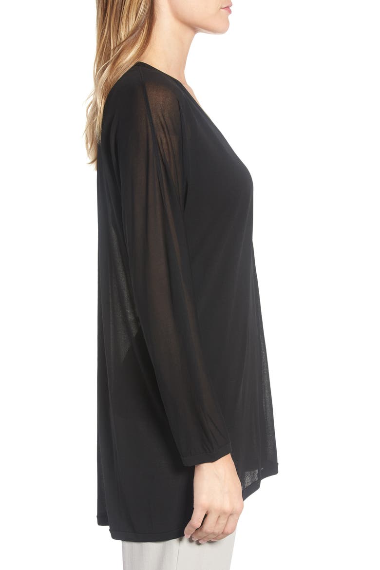 Sheer Silk Cardigan, Alternate, color, BLACK