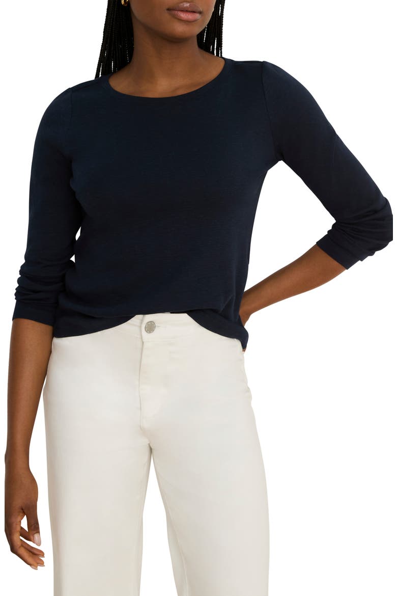 Cape Rib Cotton Blend Boat Neck Top, Main, color, DARK INDIGO