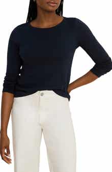 Cape Rib Cotton Blend Boat Neck Top