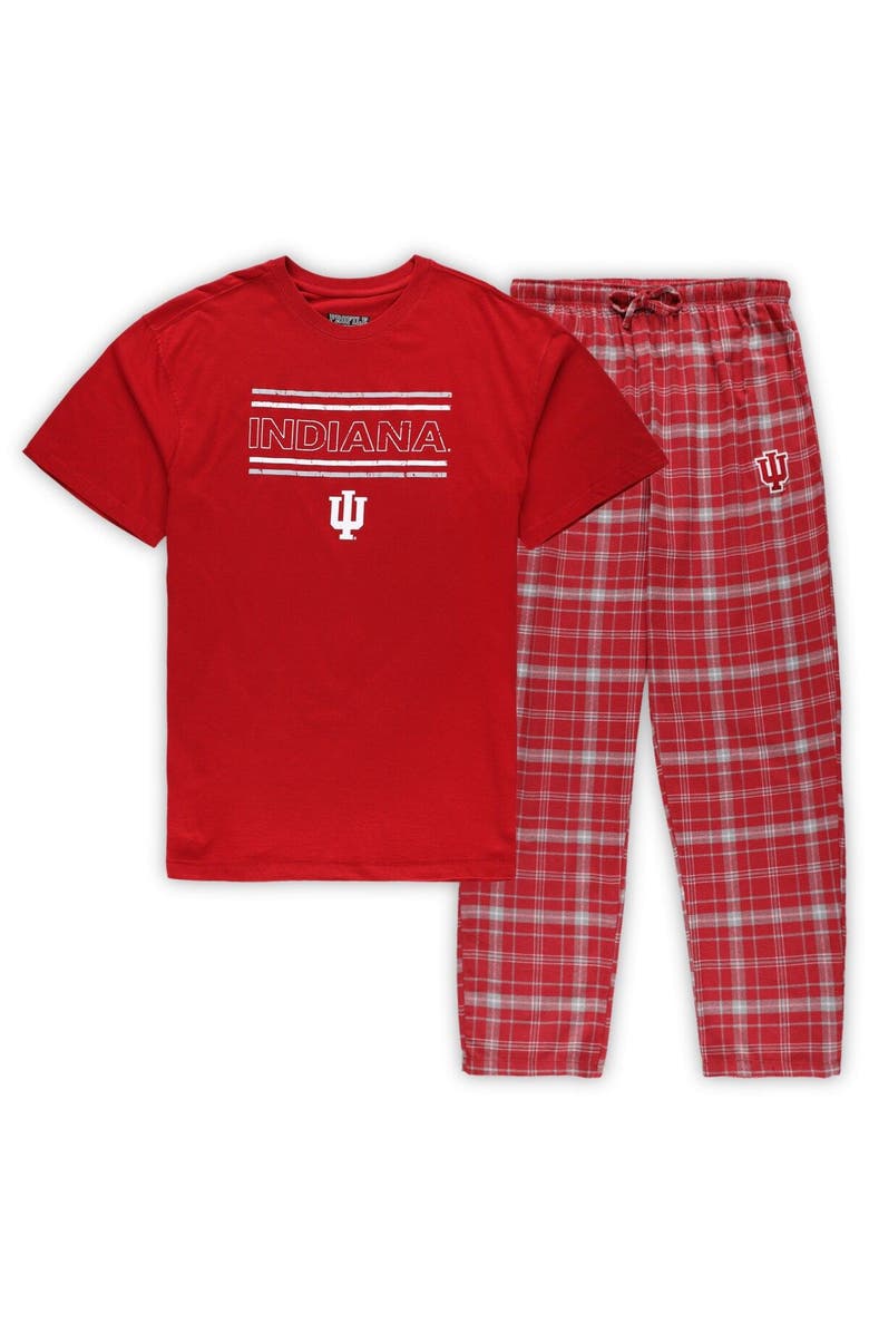CONCEPTS SPORT Men's Concepts Sport Crimson/Gray Indiana Hoosiers Big & Tall Plaid Pants Sleep Set, Main, color,