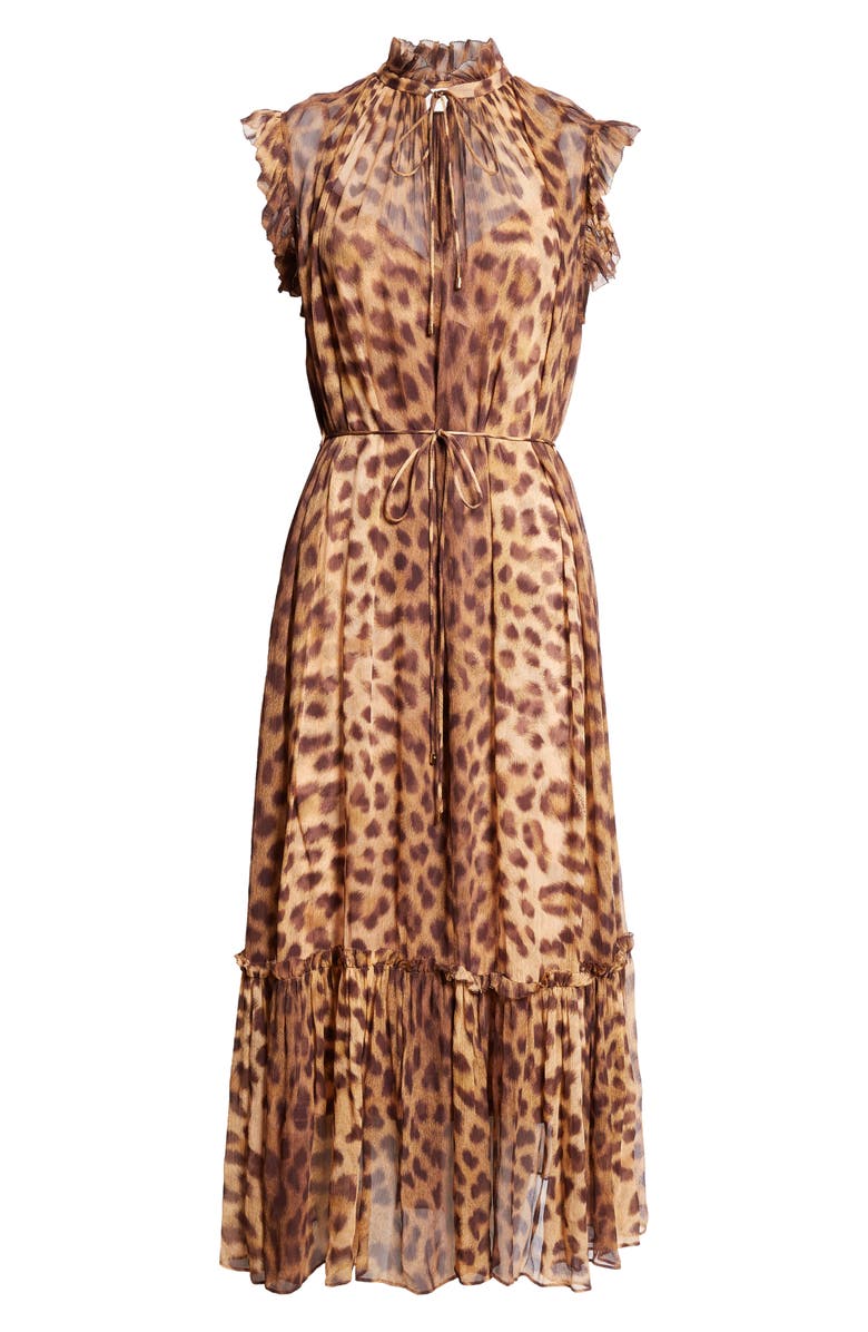 Zimmermann Flutter Leopard Print Chiffon Midi Dress, Alternate, color,