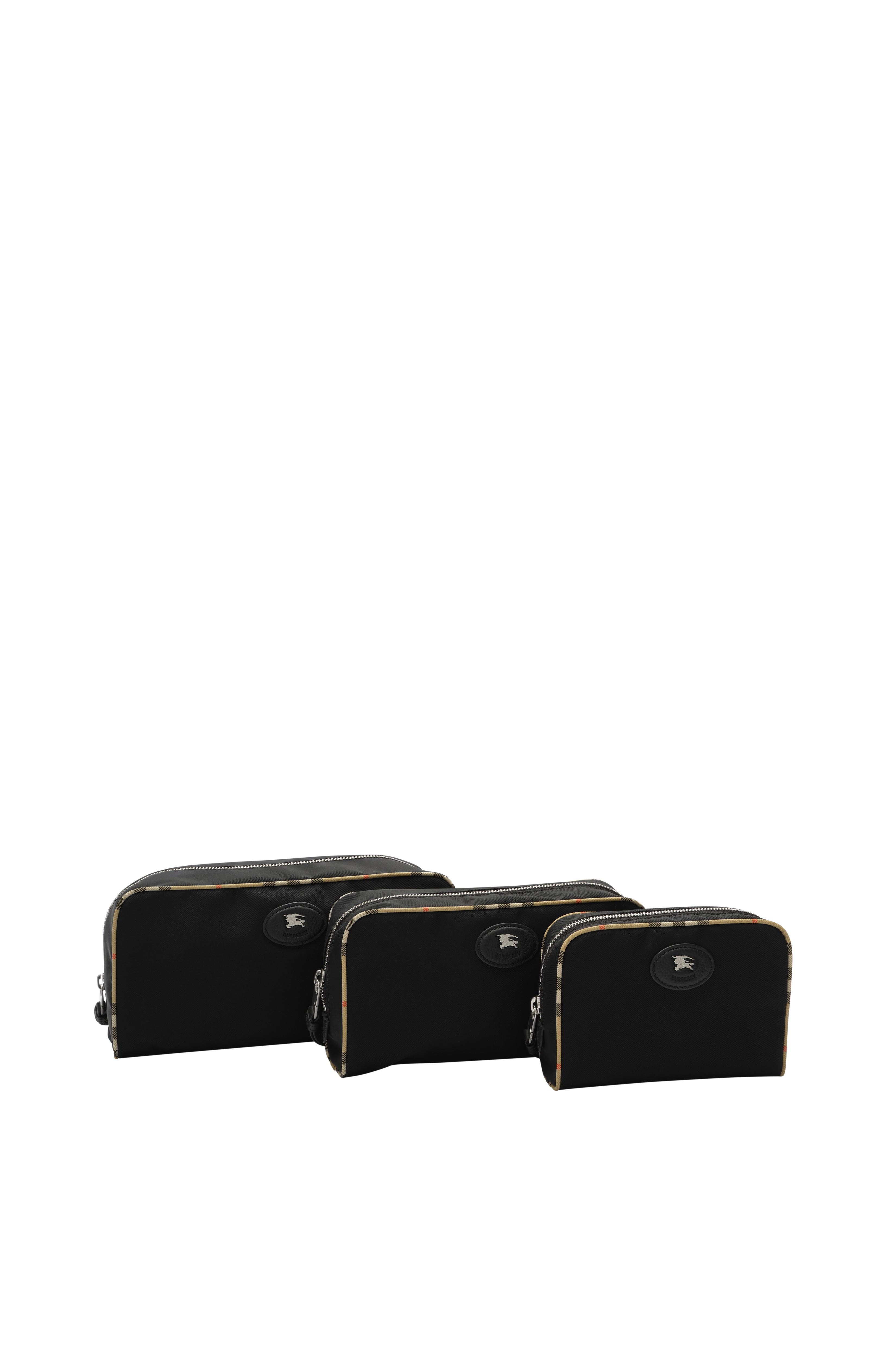 Burberry Small Check Trim Pouch, Alternate, color, Black