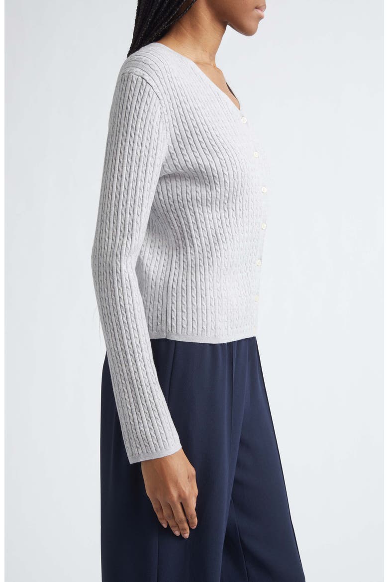Cable Stitch Merino Wool Blend V-Neck Cardigan, Alternate, color, HEATHER GREY