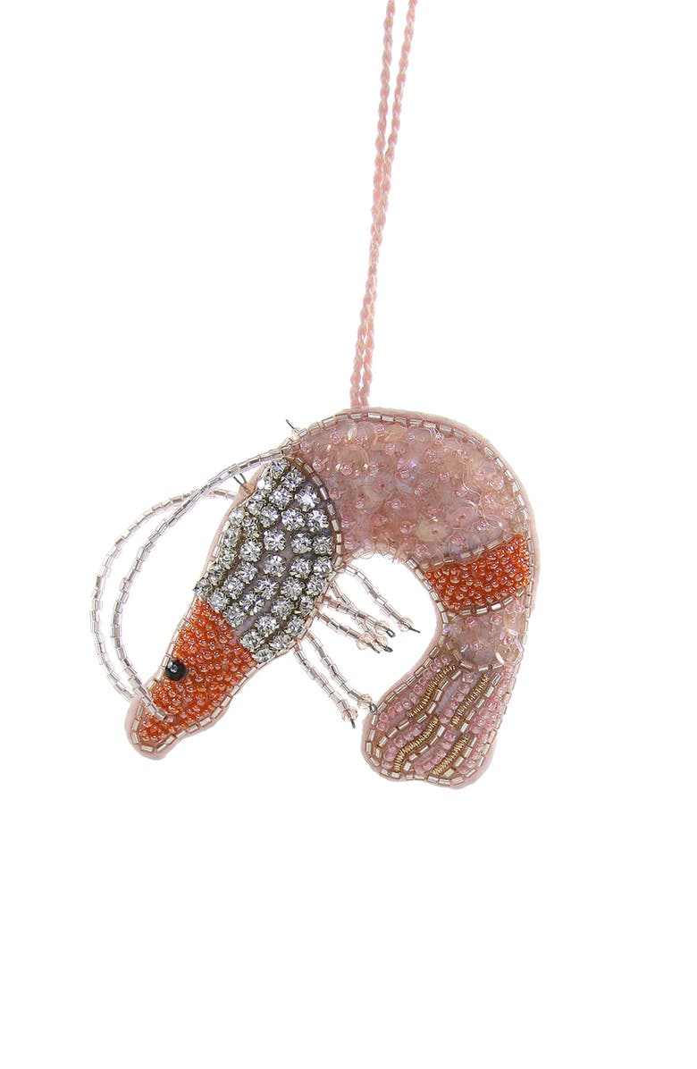 Cody Foster & Co. Beaded Shrimp Ornament, Main, color, Pink