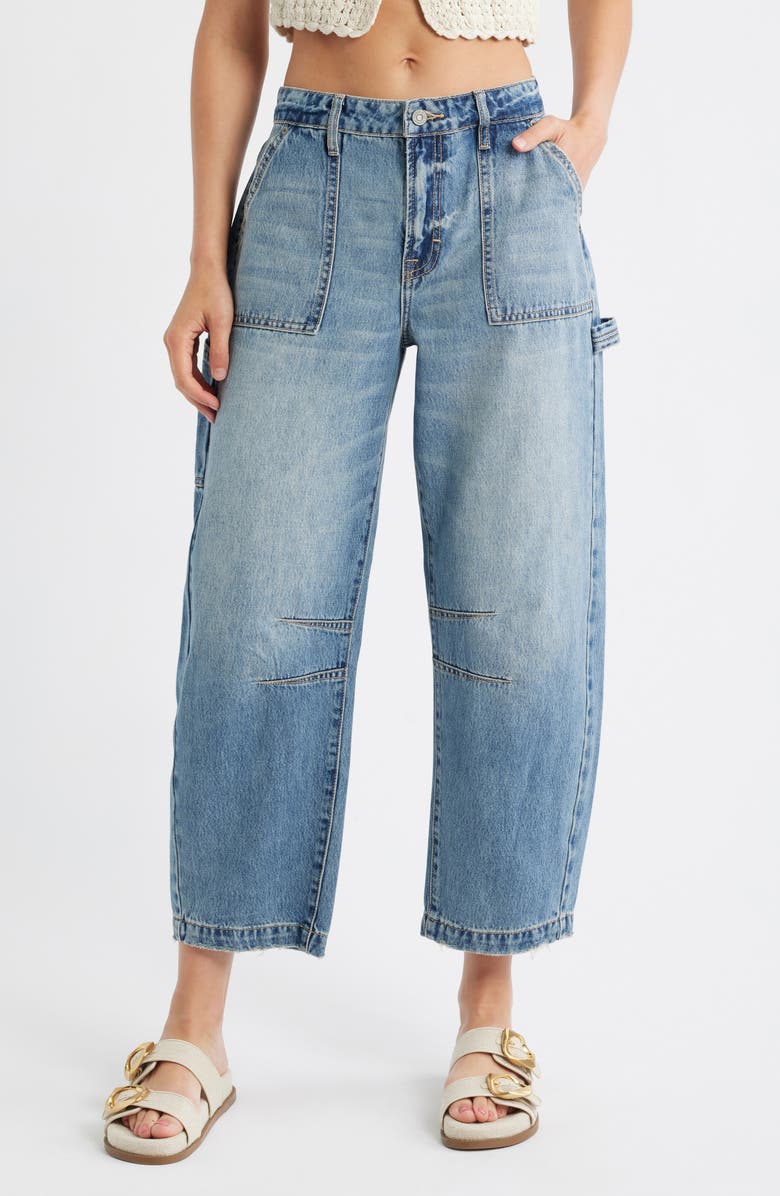 HIDDEN JEANS Crop Barrel Jeans, Main, color, Med.wash