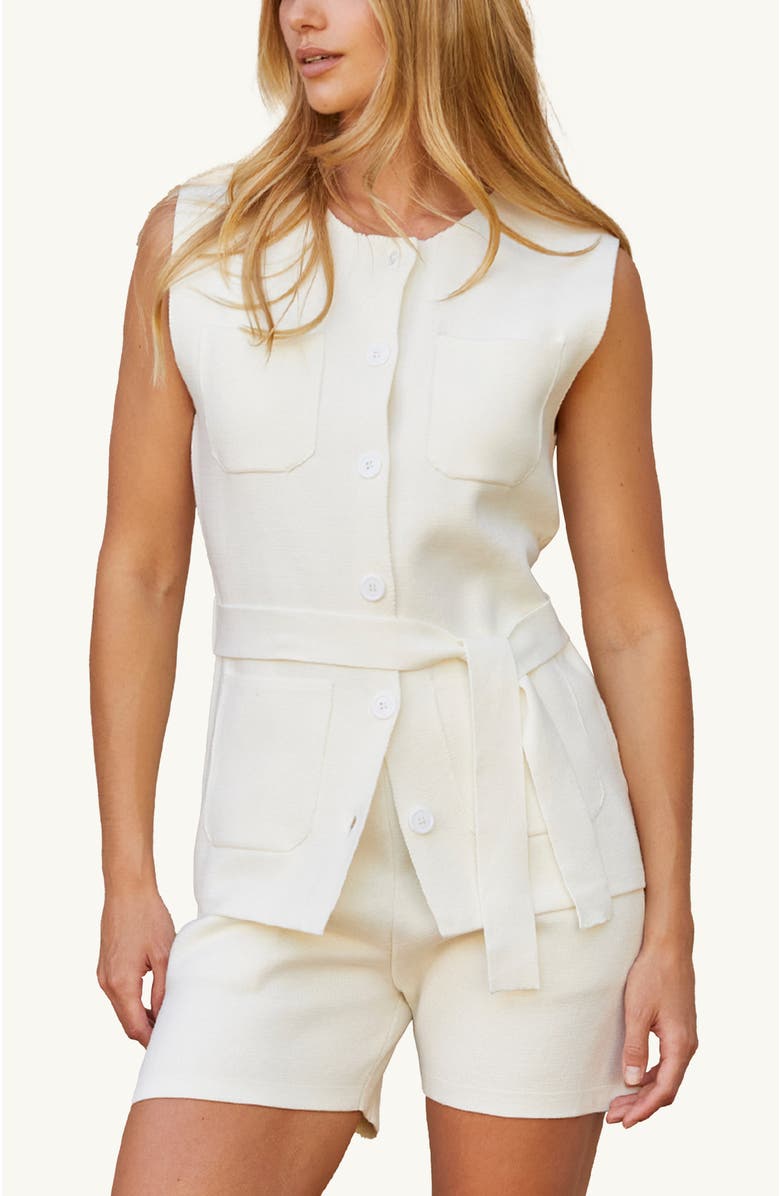 CRESCENT Sleeveless Knit Jacket, Main, color, 