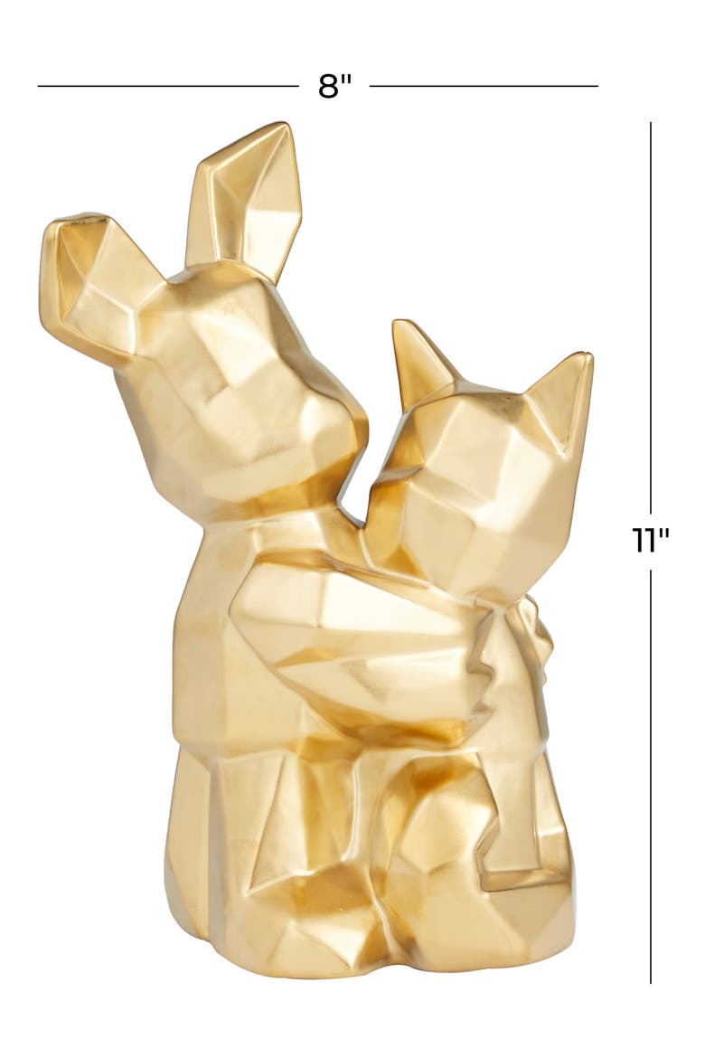 Goldtone Porcelain Cubist Dog Sculpture, Alternate, color, GOLD