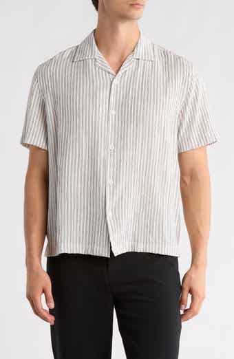 DENIM AND FLOWER Stripe Print Relaxed Fit Camp Shirt