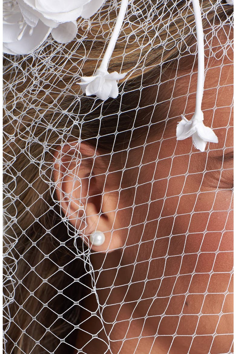 Floral Birdcage Veil, Alternate, color, DIAMOND WHITE