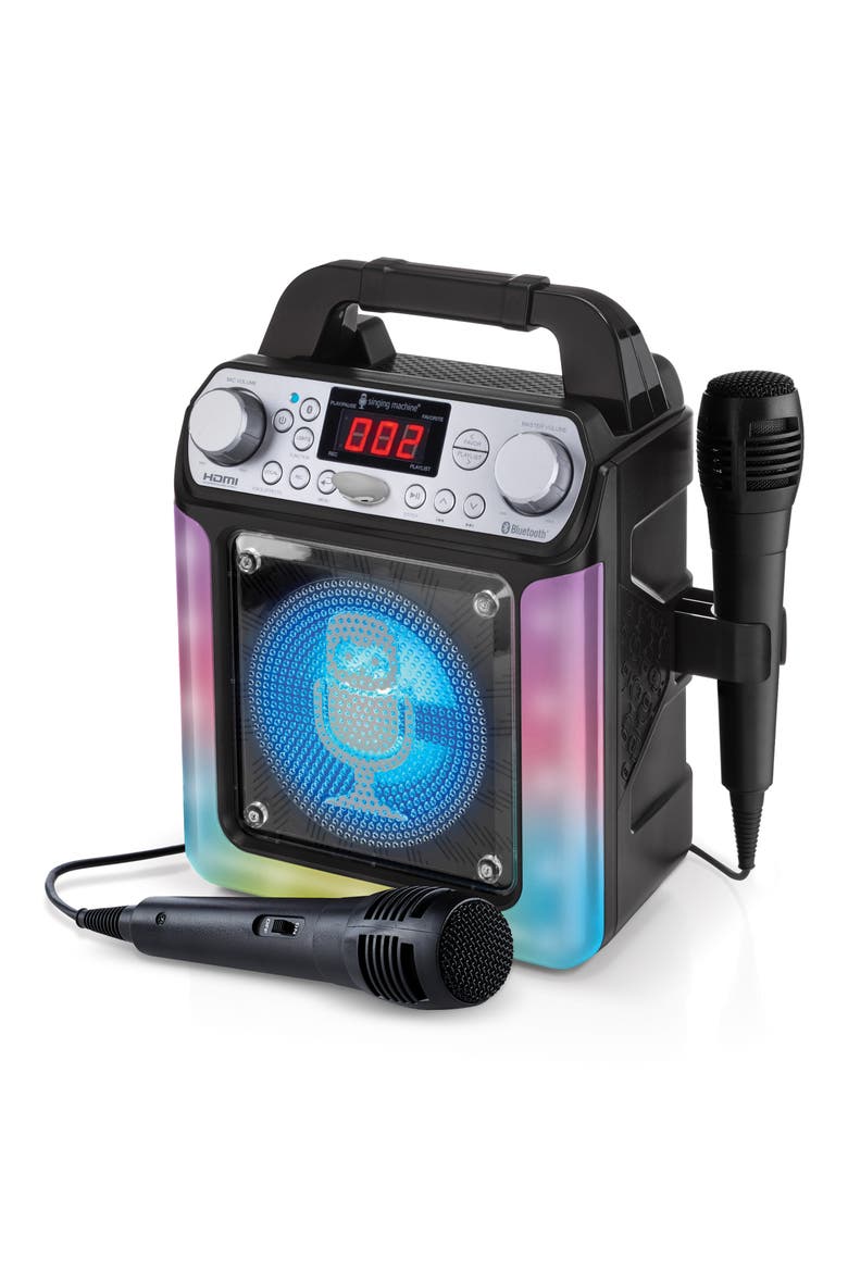 Groove Mini Karaoke Player with Two Microphones, Alternate, color, BLACK