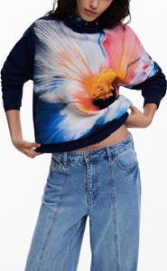 Desigual Pansy Cotton Graphic Sweatshirt