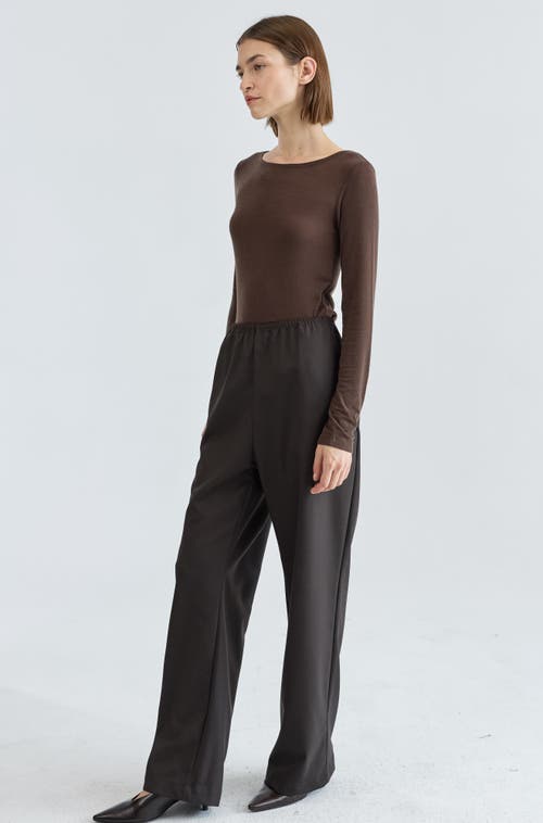 Almina Concept Long Sleeve Boat Tee In Brown