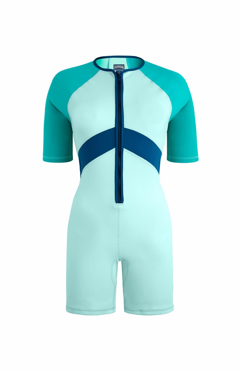 Vilebrequin Women's Short Tricolor One-Piece Rashguard Swimsuit, Alternate, color,