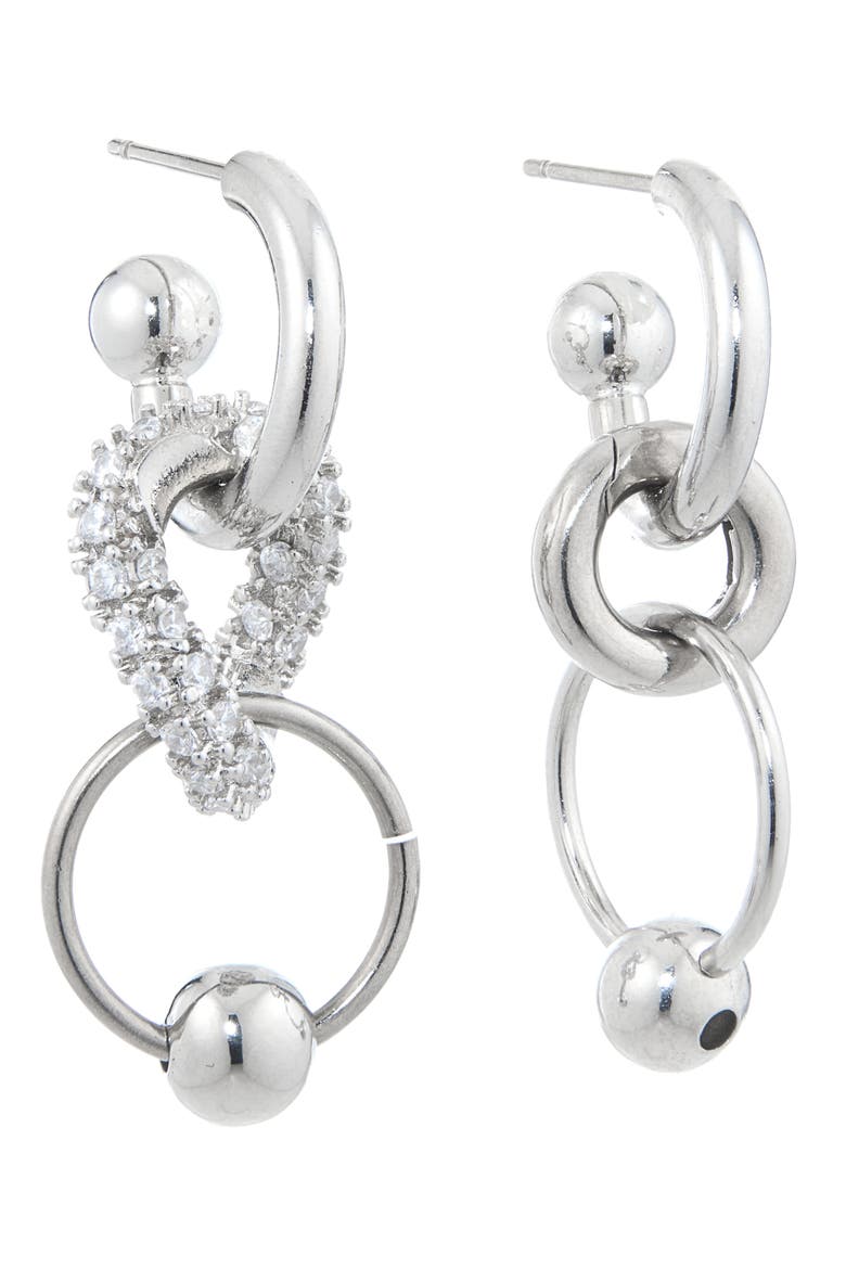Alison Mismatched Tiered Hoop Drop Earrings, Alternate, color, PALLADIUM