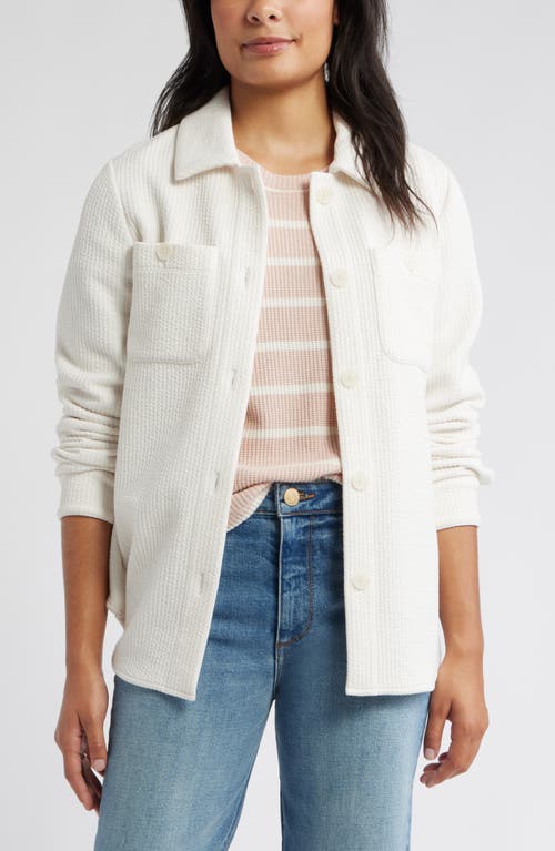 Caslonr Caslon(r) Textured Knit Shirt Jacket In White