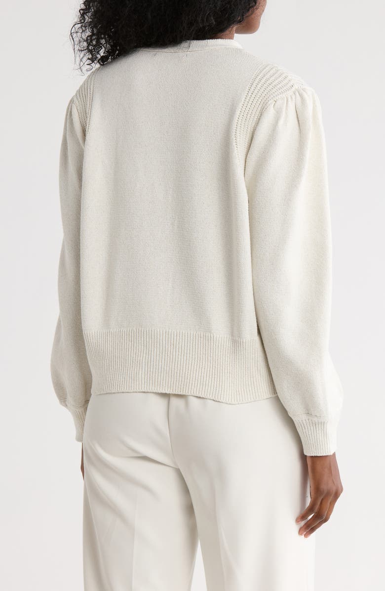 Joseph A Faux Pearl Button Cardigan, Alternate, color, Ivory Lurex