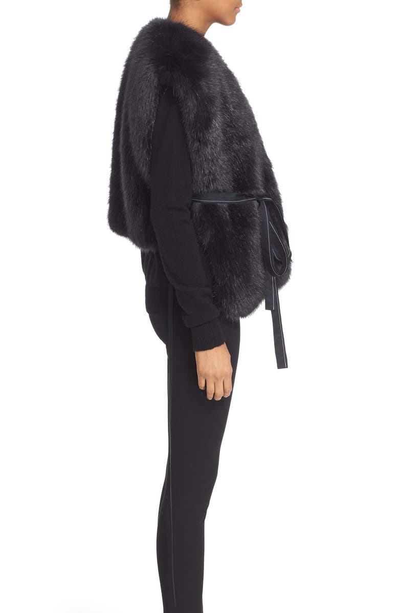 Helmut Lang Faux Fur Wrap Tie Vest, Alternate, color,