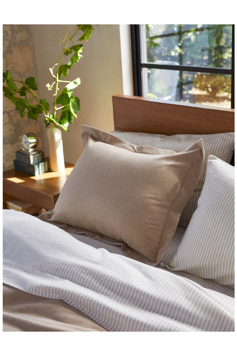 Cloud Brushed Organic Cotton Flannel Pillow Sham, Alternate, color, CAMEL HEATHER