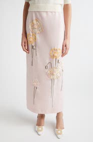 BERNADETTE Norma Embroidered Cotton & Linen Maxi Skirt