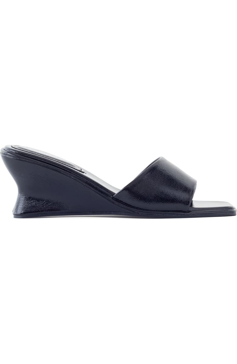 Therapy Australia Lafayette Square-Toe Wedge Slide Sandal, Alternate, color, Black Crinkled Patent Pu