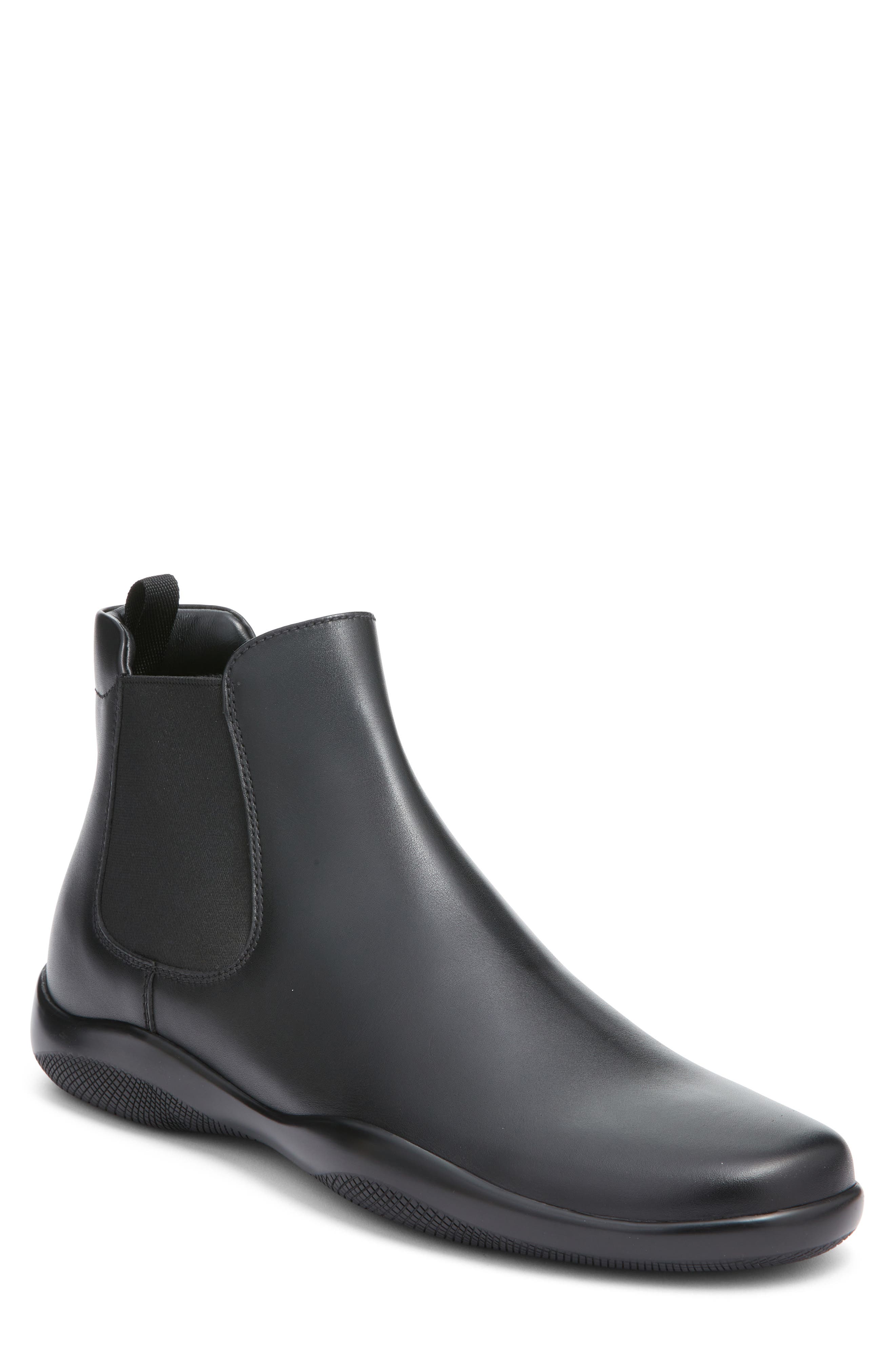 Prada America&#x27;s Cup Chelsea Boot, Main, color, Nero