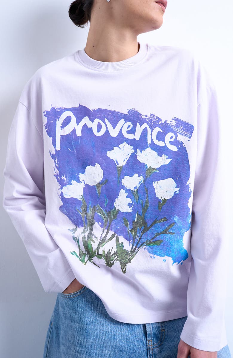 Topshop Provence Graphic Long Sleeve T-Shirt, Alternate, color, Lilac