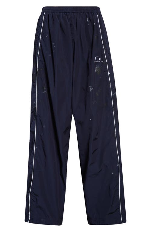 Balenciaga Paint Splatter Track Pants In 4140 Marine Blue