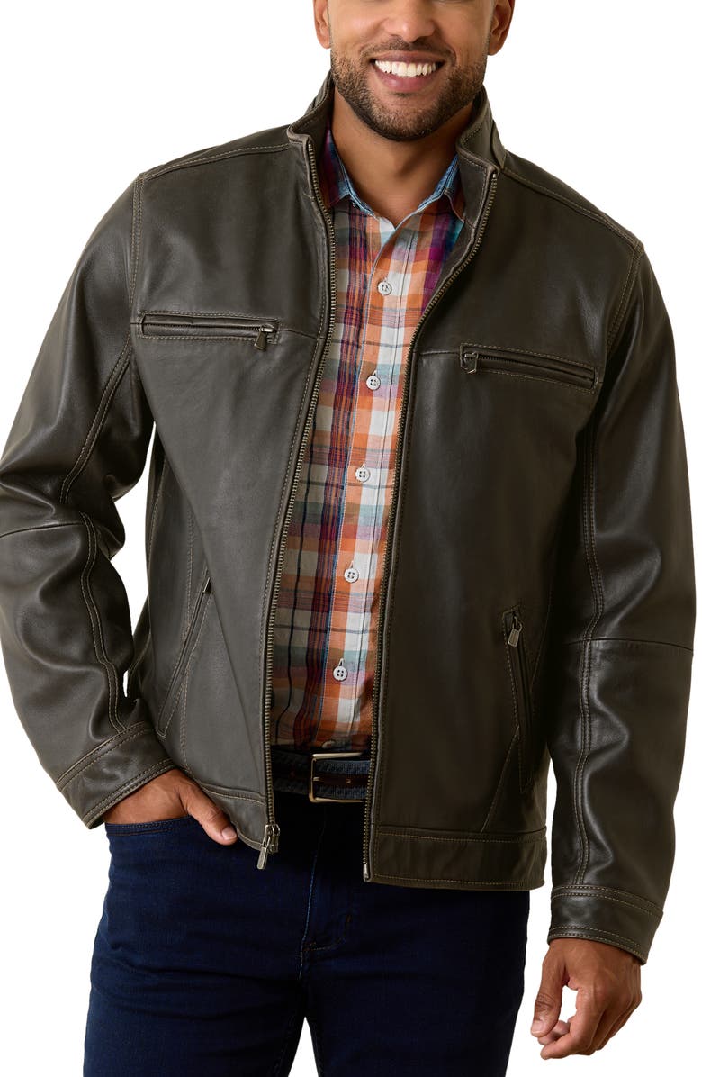 Tommy Bahama Rocker Island Leather Jacket, Main, color,