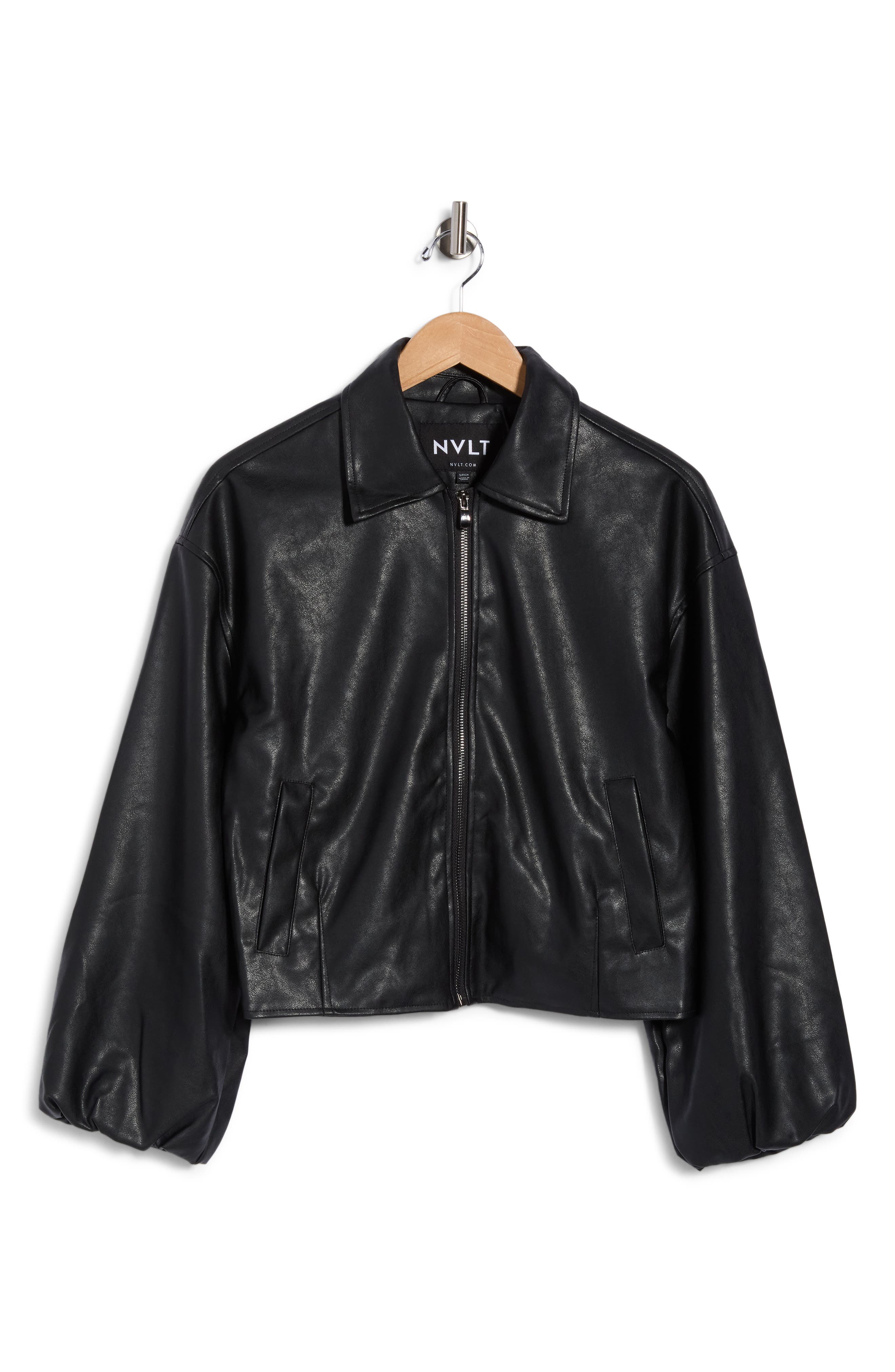 Faux Leather Bomber Jacket