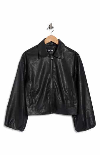 Faux Leather Bomber Jacket