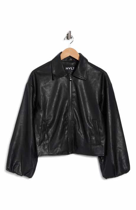 Faux Leather Bomber Jacket