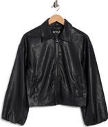 NVLT Faux Leather Bomber Jacket